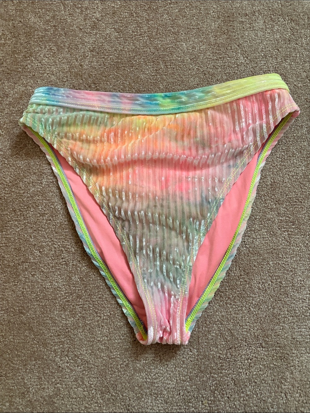 Dippin' Daisy's Pastel Tie-Dye Ribbed Bikini Bottoms - Pink, Yellow, Green, Blue